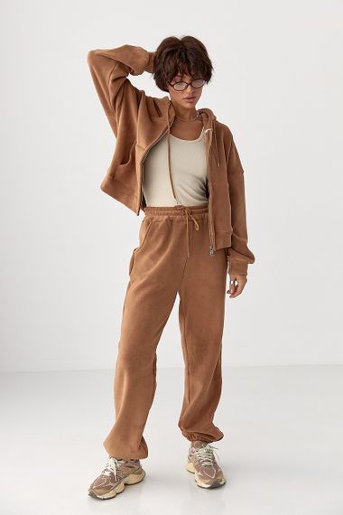 Спортивний костюм з двостороннього флісу - коричневий цвет, S/M (є розміри) | Зображення 4