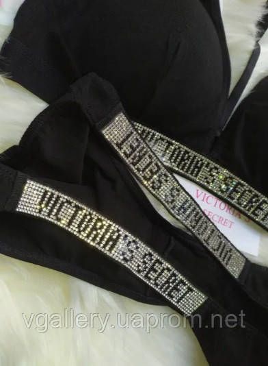 Жіночий комплект нижньої білизни Victoria`s Secret із стрейч-бавовни зі стразами | Зображення 4