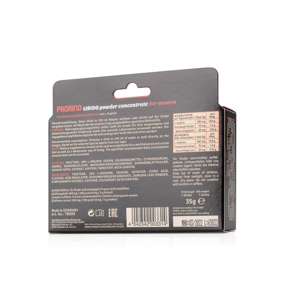 Збудливий порошок для жінок ERO PRORINO black line libido powder concentrate (в упаковці 7 шт стиків по 5 гр) | Зображення 3