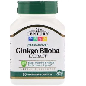 Гінко білоба 21st Century Ginkgo Biloba Extract Standardized 60 Veg Caps CEN-21249