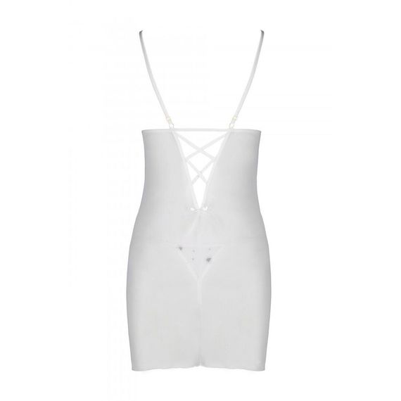 Сорочка з вирізами на грудях, стрінги Passion LOVELIA CHEMISE S/M, white | Зображення 5