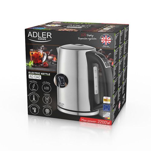 Електрочайник з нержавіючої сталі Adler AD 1340, 1,7 л, 2200 Вт, з регулюванням температури | Зображення 7