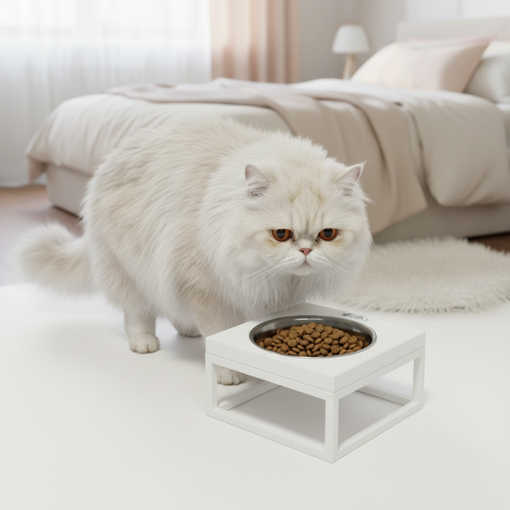 Миска на подставке для кошек и маленьких собак Hollky Base Solo S (1 × 0,45 л) Solo S-18187-WHWH | Зображення 1