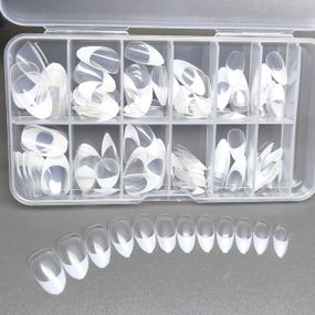 Гелеві тіпси для нарощення френч 120шт (короткий мигдаль) в боксі