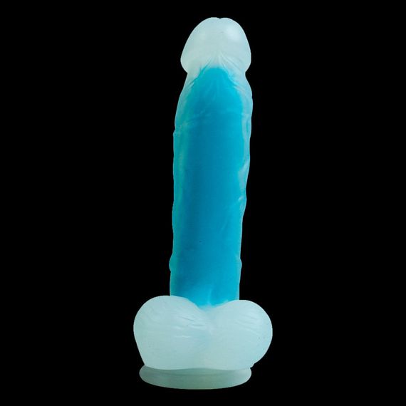 Фалоімітатор прозорий блакитний Blue Heart на присоці Sex Aura | Зображення 2