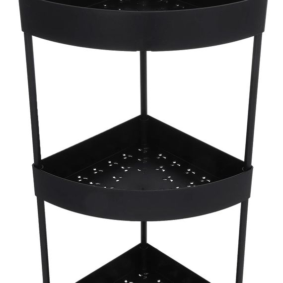 Кутовий стелаж для ванної кімнати на 4 яруси, (85х28х22см), Чорний / Полиця для ванної на коліщатках | Зображення 3