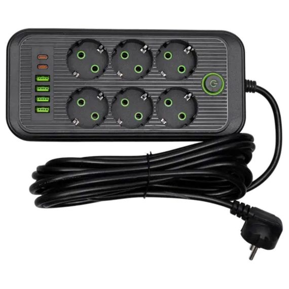 Мережевий фільтр-подовжувач 6 розеток 4 USB-A + 2USB Type-C 5м HP-5-54 | Зображення 1