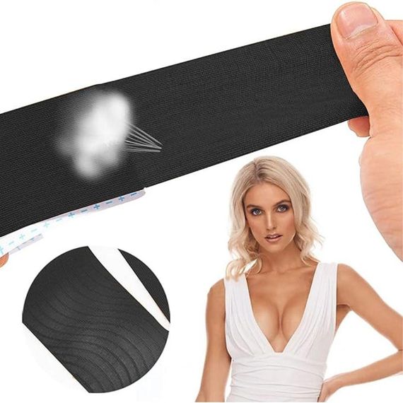 Кинезио тейп для поддержки груди (6,8м×5см), 1 рулон, Boob Tape, Черный / Лента для тейпирования груди | Зображення 6