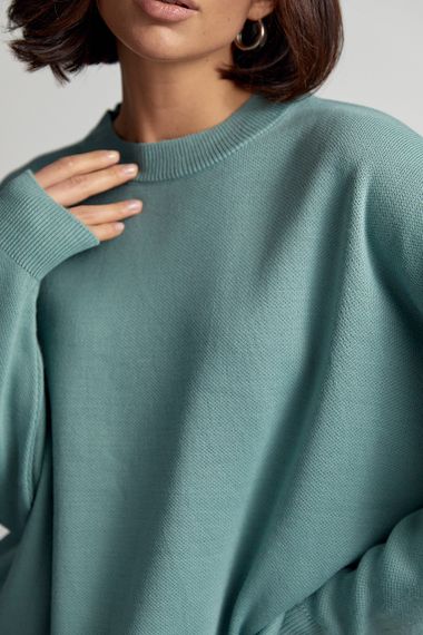 Женский однотонный джемпер oversize кроя - мятный цвет, S (есть размеры) | Зображення 3