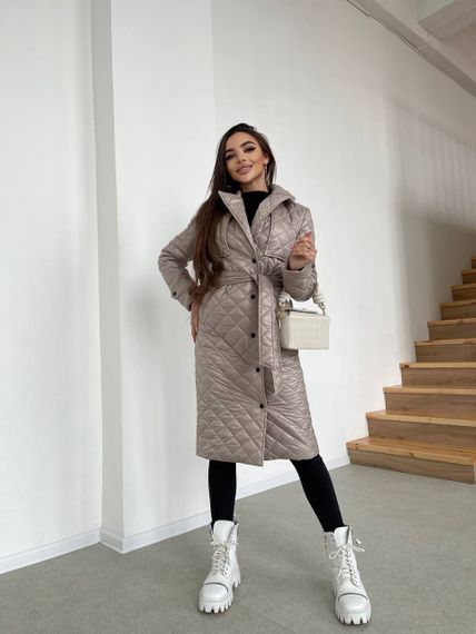 Пальто женское стеганое Milania Размер XL (48-50)  XS-S (42-44), M-L (44-46) Беж