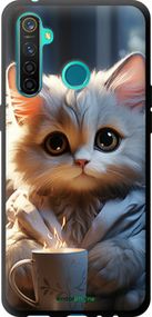 Чохол на Realme 5 Pro Білий кіт "5646b-1861-2448"