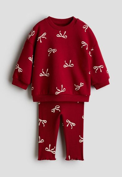 Дитячий новорічний комплект (світшот + легінси) для дівчинки H&M 68 см Червоний (25120504A)