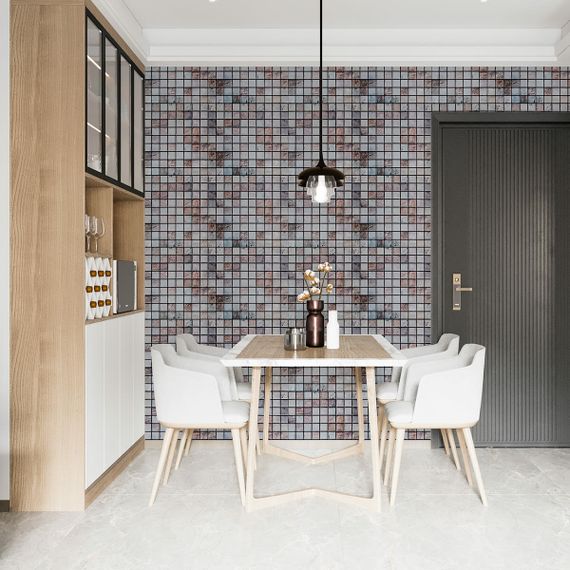 Декоративна ПВХ панель мозаїка під бежевий мармур 960х480х4мм SW-00001433 | Зображення 5