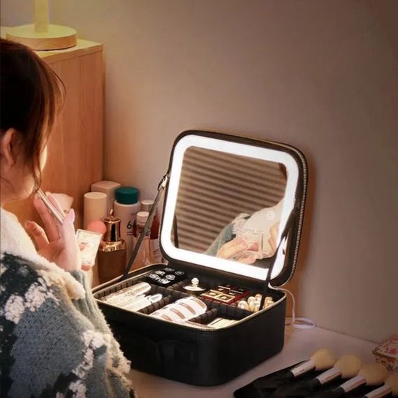 Органайзер для косметики для путешествий, Дорожная Косметичка с подсветкой, Косметический чемодан PA-47 | Зображення 2