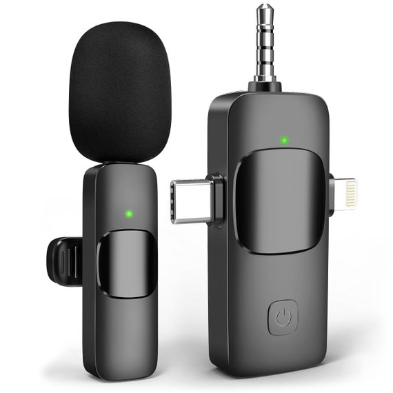 Беспроводная петличка 3в1: Lightning+Type-C+miniJack Savetek P29, микрофон для смартфона, ноутбука, планшета | Зображення 1