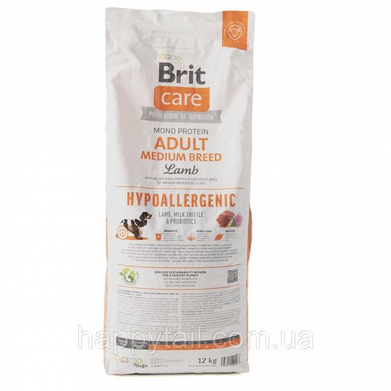 Гипоаллергенный корм Brit Care Dog Hypoallergenic Adult Medium Breed (ягненок и рис), 12 кг | Зображення 8