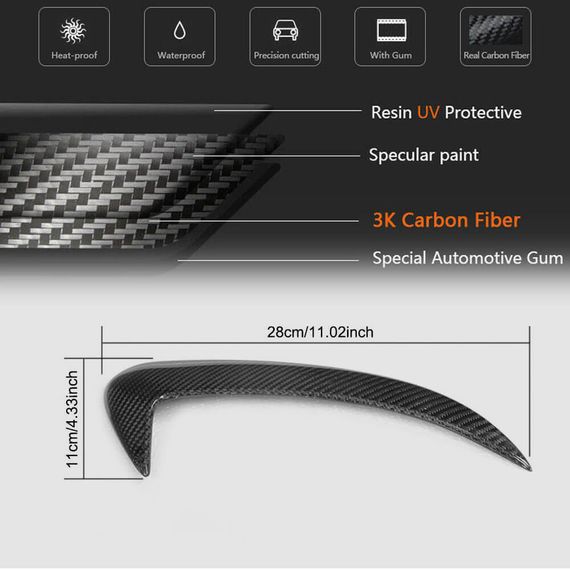 Накладки на задній бампер (для SD C43/C63 AMG 2015-2019, Карбон) для Mercedes C-сlass W205 рр | Зображення 5