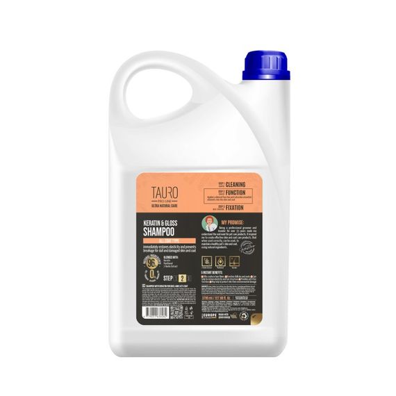 Кератиновий шампунь для шерсті собак та котів TAURO PRO LINE Ultra Natural Care Keratin & Gloss Shampoo, 3785 мл
