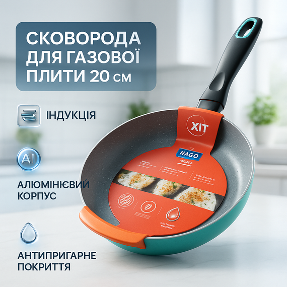 Сковорода глубокая алюминий Magio MG-1175 20 см, Качественная сковорода для жарки ND-45