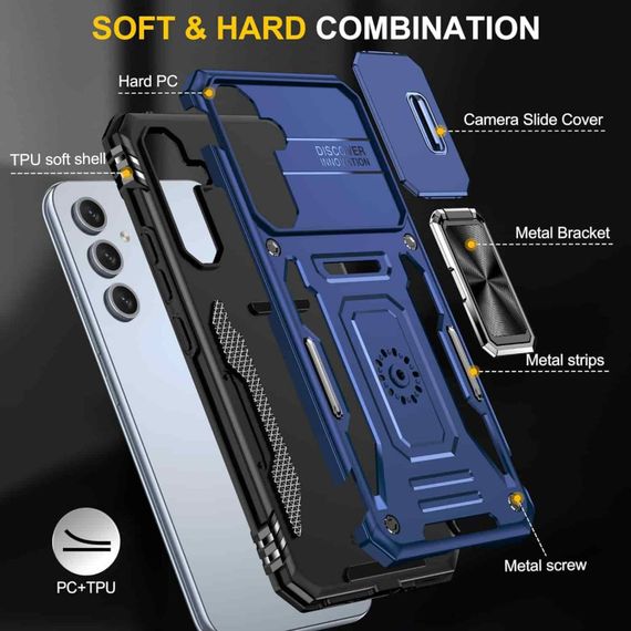 Ударопрочный чехол Camshield Army Ring для Samsung Galaxy S22 Синий / Navy | Зображення 3