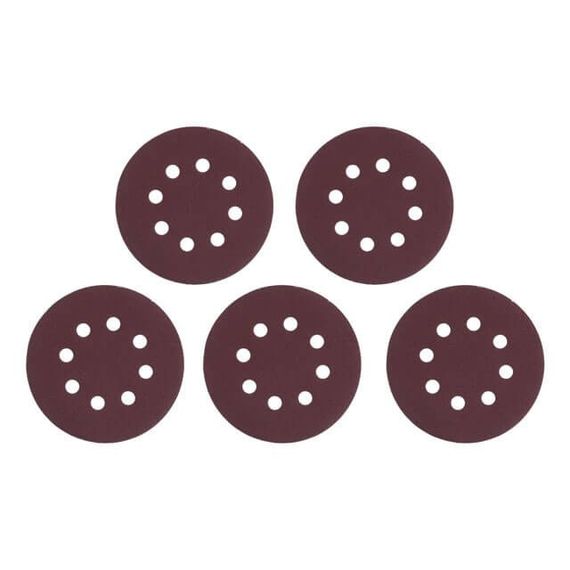 Круг наждаковий самоклейний 125 мм з отворами, папір класу С, К120, 5 од. INTERTOOL BT-0587