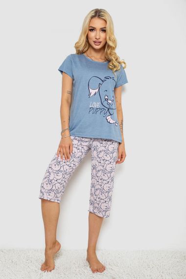 Пижама женская с принтом, цвет джинс, 243R7106