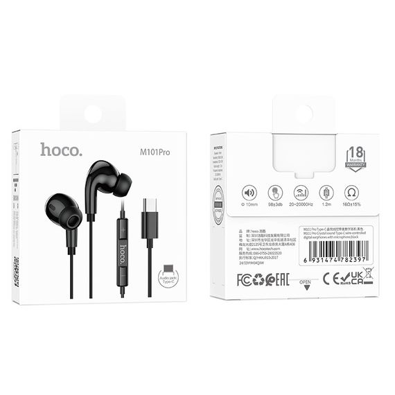 Наушники Hoco M101 Pro Crystal sound with microphone Type-C | Зображення 1