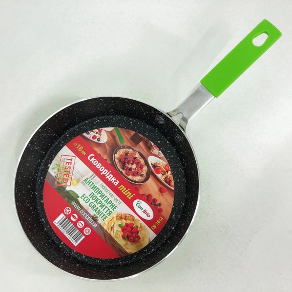 Сковорода Con Brio CB-1614 з антипригарним покриттям Eco Granite mini 16 см. Колір: зелений | Зображення 4