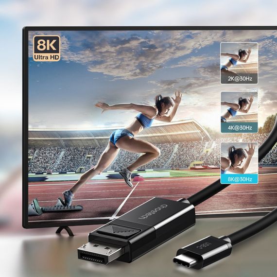 Кабель мультимедийный USB 3.1 Type-C to DisplayPort 1.8m V1.4 Thunderbolt 3 4K60Hz PVC Choetech (XCP-1803) | Зображення 2