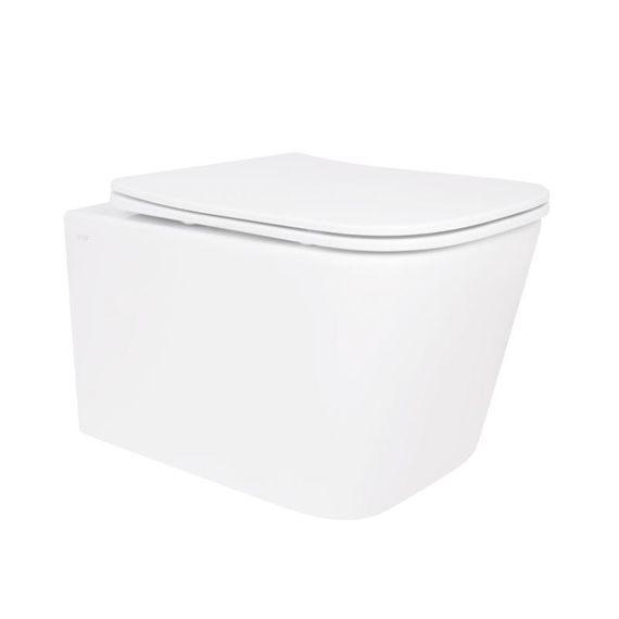 Унитаз подвесной Crow Rimless 485х340х330 мм, White, c сиденьем Slim Duroplast/ Soft-close/ Quick Release QT05335171RW Qtap