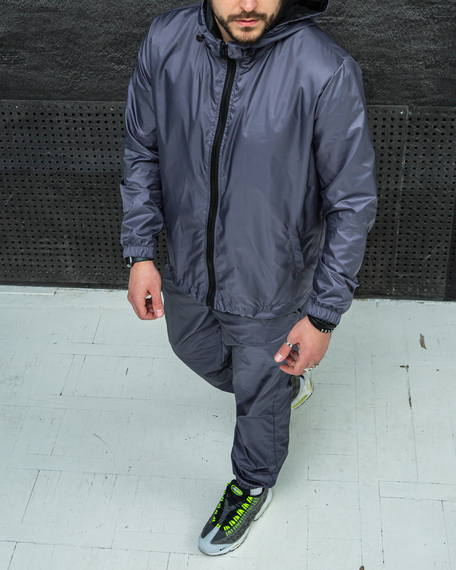Мужской спортивный костюм из плащевки штаны и ветровка, BD0030 цвет графит, размер L | Зображення 2