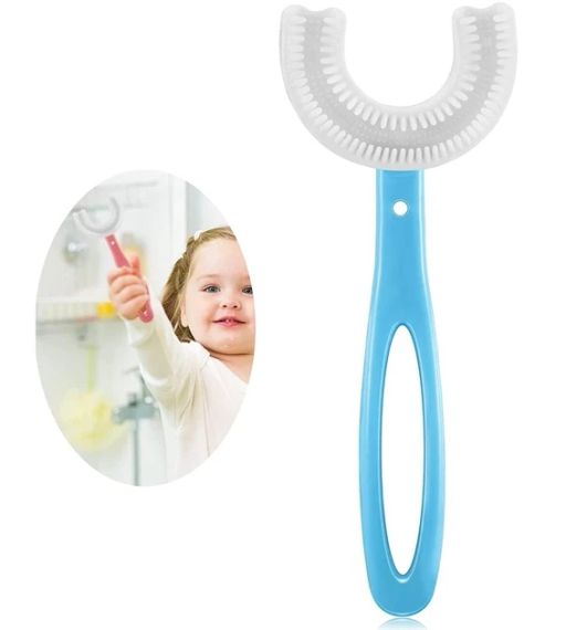 Дитяча зубна щітка дитяча U-подібна капа 2-12 років на 360 градусів (блакитна, рожева) | Зображення 6
