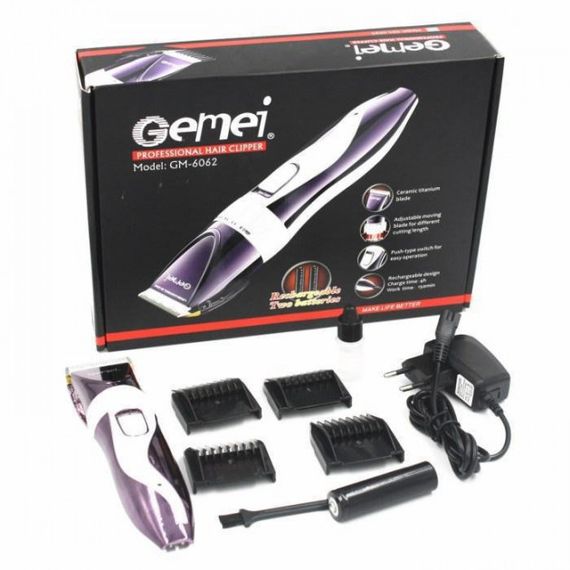 Профессиональная аккумуляторная беспроводная машинка Pro Gemei GM-6062 5 W для стрижки волос | Зображення 2
