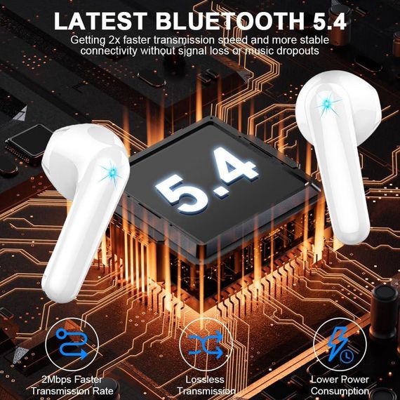 Навушники бездротові, навушники Bluetooth 5.4, стереонавушники 50H Play Bass, навушники Bluetooth з подвійним світлом | Зображення 4