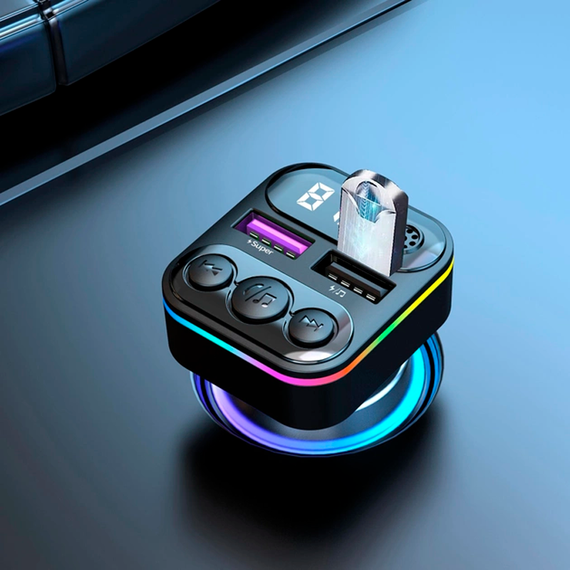 Автомобільний FM ФМ-модулятор Terra C38, Bluetooth 5.0, трансмітер, вольтметр, швидке заряджання QC3.0 | Зображення 2