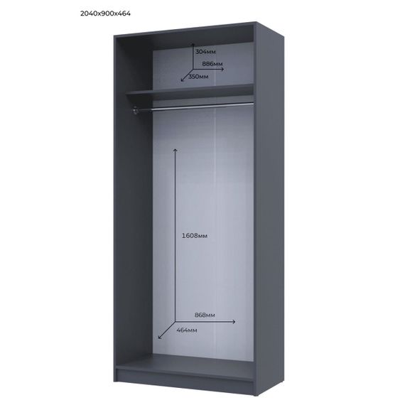 Комплект шкафов для одежды Doros Промо (2 шт.) 180х48х204 см Графит (DRS-011209) | Зображення 4