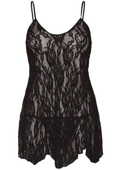 Сорочка бебі-дол Leg Avenue Rose Lace Flair Chemise Black, Queen Size | Зображення 1