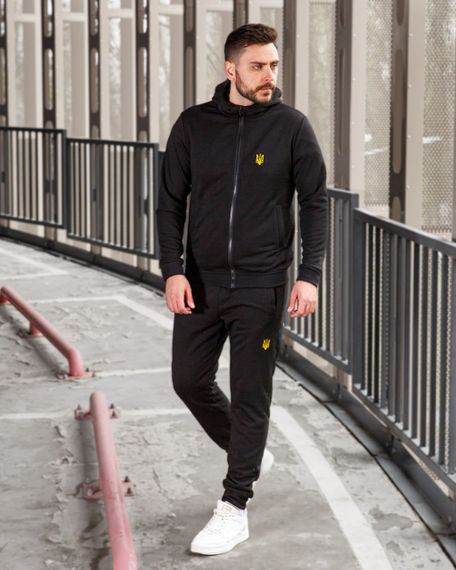 Мужской спортивный костюм двойка с Тризубом BD0062 размер M, цвет черный