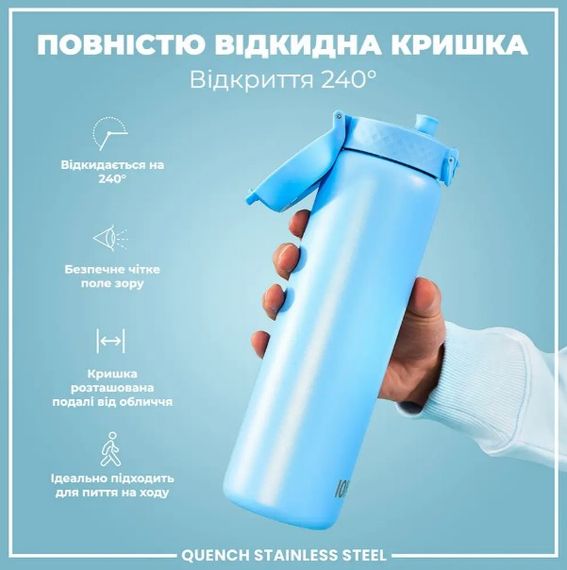 Пляшка для води металева ION8 1200 мл Stainless Steel Alaskan Blue (I8SS1000ABLU2) | Зображення 4