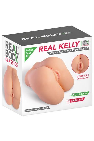 Мастурбатор-півторс з вібрацією Real Body Real Kelly, вагіна та анус, 24х17,5 см | Зображення 4