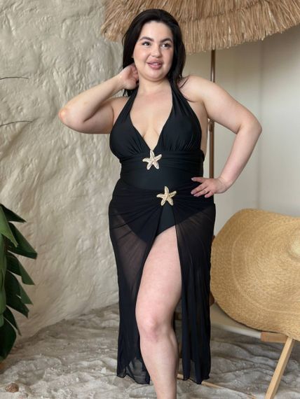 Роздільний чорний купальник PLUS SIZE з парео | Зображення 7