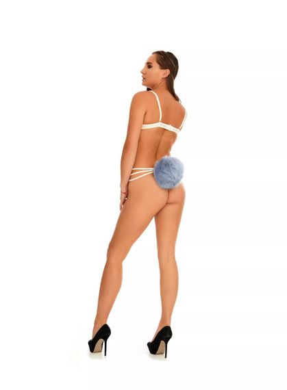 Анальний хутряний хвіст зайчика без пробки, Світло-блакитний, OKOVA Sex Aura | Зображення 2