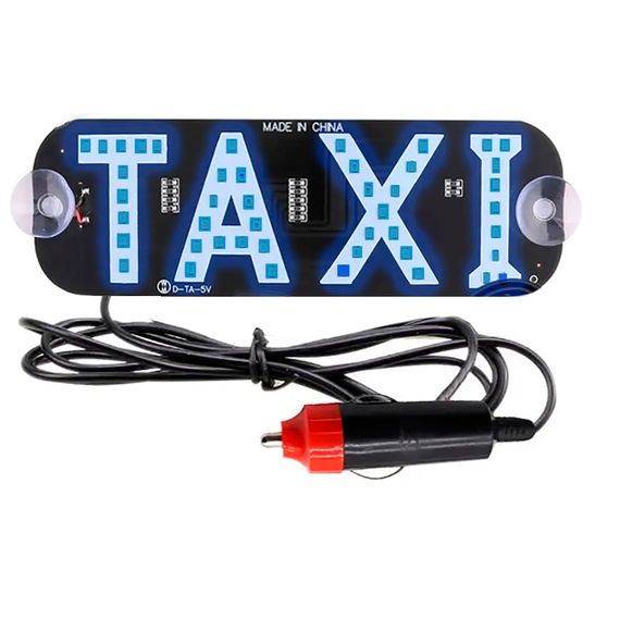 LED такси шашка светодиодная табличка TAXI подсветка с прикуривателем, синяя | Зображення 3