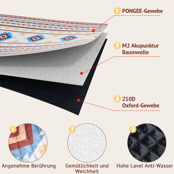 Водонепроникний килимок для кемпінгу 152х102 см, Підстилка для пляжу з вологозахисною підкладкою | Зображення 5