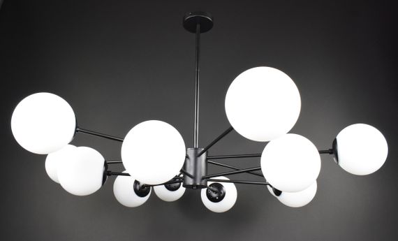 Люстра стельова на 12 лампочок 27762 Чорний 40-70х116х116 см. | Зображення 2