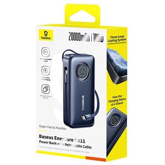 Портативний ЗП Power Bank Baseus EnerCore CR11 PD100W with cable 20000 mAh (PPNMS) Cosmic Black | Зображення 1