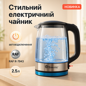 Электрический чайник с индикатором питания RAF R-7943 2.5л 2000Вт, Стеклянные электрочайники для дома ZD-81