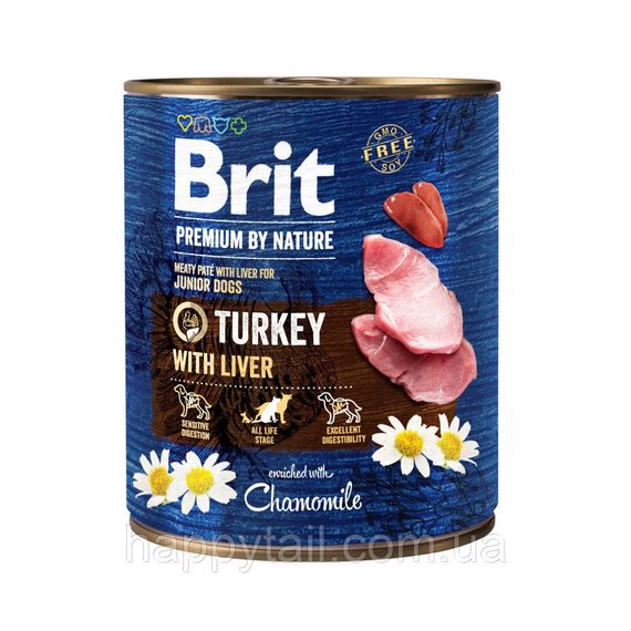 Влажный корм Brit Premium by Nature Dog Turkey & Liver для собак, индейка и печень, 800 г (паштет)
