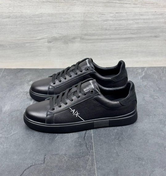 Демісезонні шкіряні кеди колір чорний