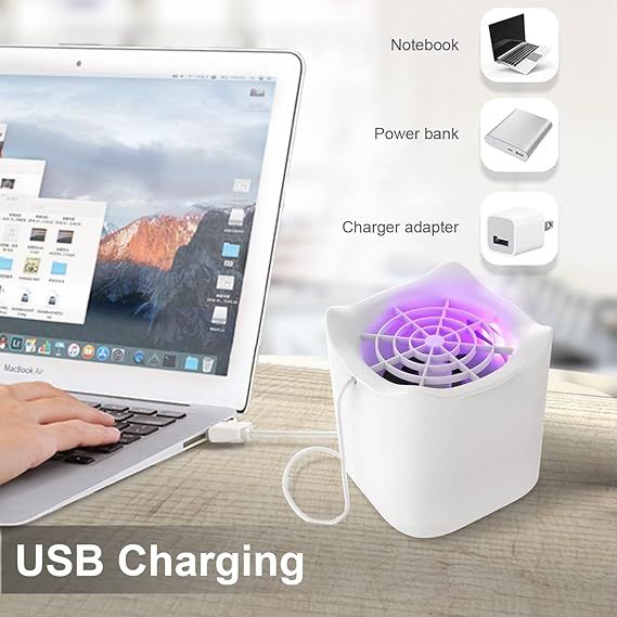 Знищувач комах USB, електрична лампа, портативна пастка для комарів, лампа від комарів, пастка для мух, знищувач комарів для використання в приміщенні та на вулиці, White88** | Зображення 3